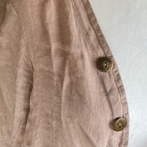 NWOT Made in Italy-Dusty Rose Linen Open Front Short Duster - Picture 2 of 10